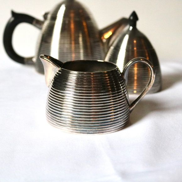 TORRE & TAGUS Vintage Silver Plated Beehive Teapot Sugar/Creamer 1960s Bakelite - Picture 3 of 8